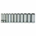 Williams Socket Set, 11 Pieces, 1/2 Inch Dr, Deep, 1/2 Inch Size JHWWSSD-11RC